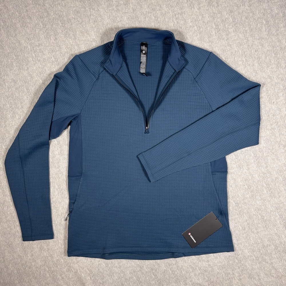 Lululemon Waffle-Knit Half Zip Pullover Size L Light Taupe NWT Slim Fit